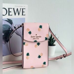 Kate Spade Staci North South Flap Phone Crossbody Multi Pineapple Pink Multi